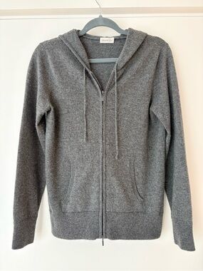 JENNIE LIU Women's 100% Pure Cashmere Long Sleeve Zip Hoodie Cardigan Sweater